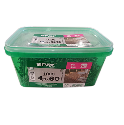 SPAX WKRĘTY DO DESKI TARASOWEJ C4 4,5x60mm 1000szt + bit T20